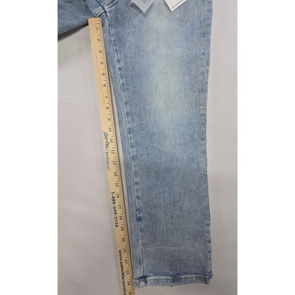 Bayeas Womens Size 26 Off Set Waist Light Wash Distressed Jeans Straight Leg NWT - Picture 5 of 16